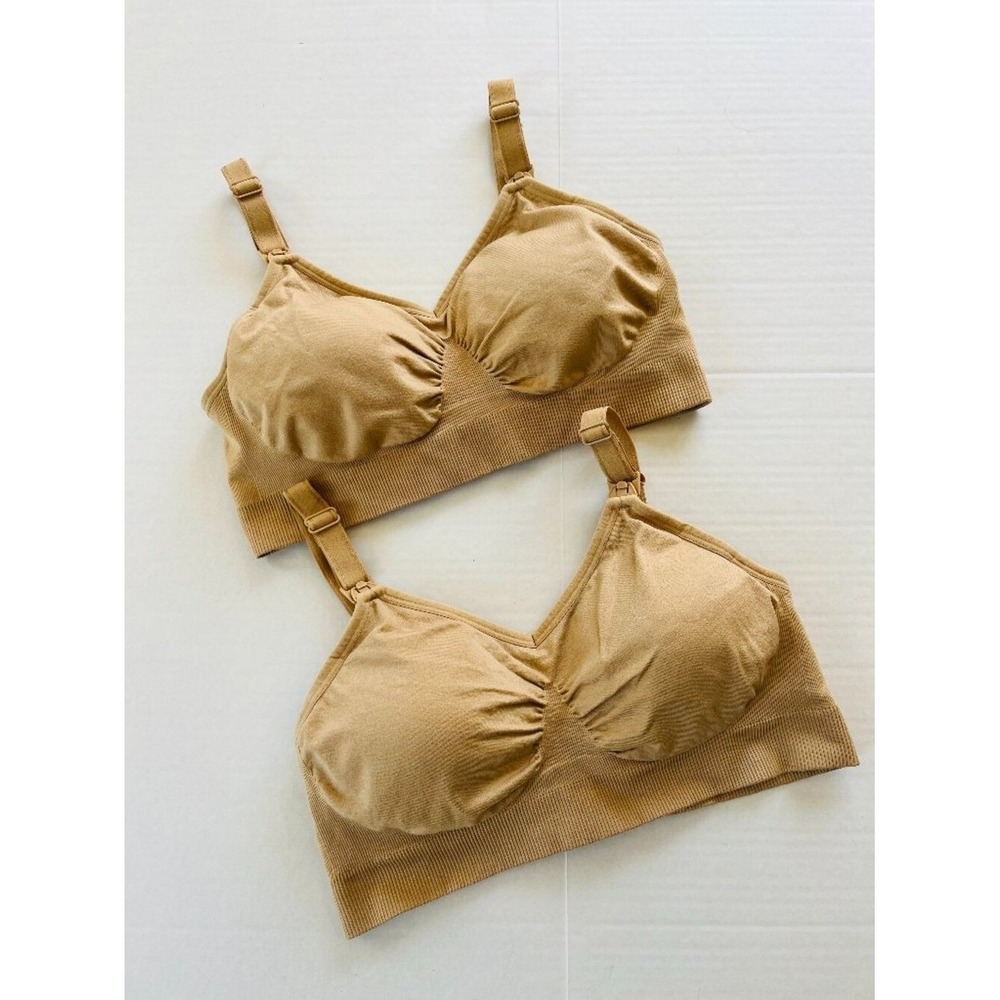HOFISH Bundle 2 Sz M Tan Full Bust Seamless Nursing Maternity Bras Bralette